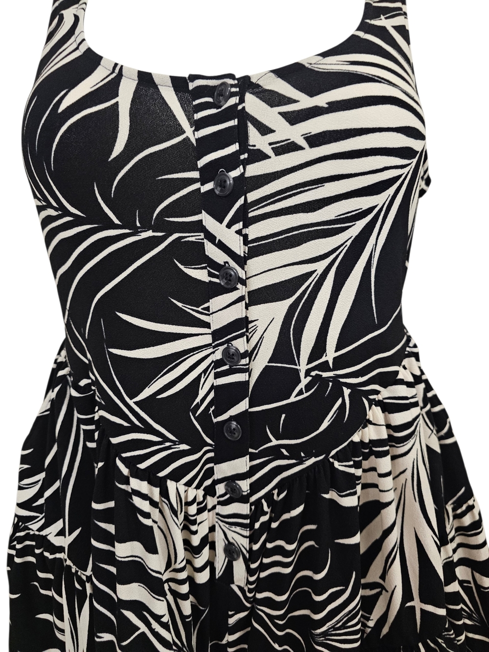 Torrid Black and White Tropical Leaf Print Romper 00 - Picture 2 of 4